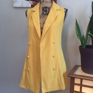 Mustard Yellow Long Double Breasted Blazer NWT